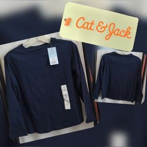 Cat & Jack Navy Blue Kids Long Sleeve Shirt Size XS (4/5) Nwts